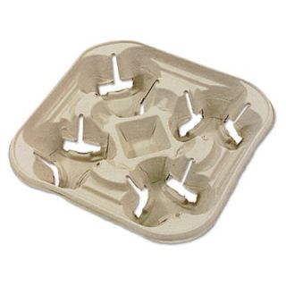 Chinet Strongholder Molded Fiber Cup Tray, 8 22oz, Four Cups
