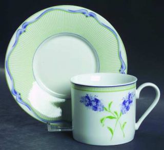 Laura Ashley Mayhill Flat Cup & Saucer Set, Fine China Dinnerware   Blue Flowers
