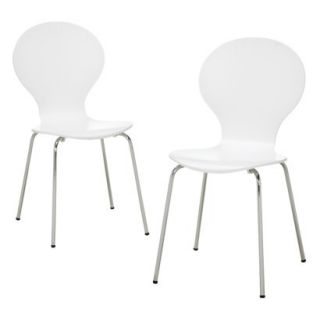 Dining Chair: Modern Stacking Chair   White   Set of 2