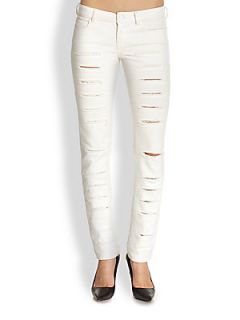 McQ Alexander McQueen Slashed Skinny Jeans   Lily White