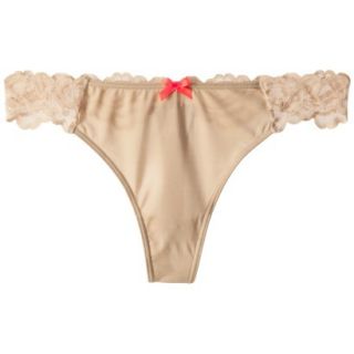 Gilligan & OMalley Womens Micro With Lace Back Thong   Mochachino XS