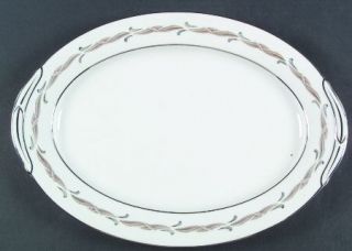 Noritake Gaylord 16 Oval Serving Platter, Fine China Dinnerware   Silver Leaves