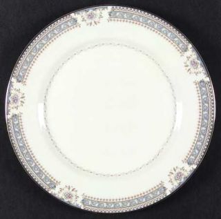 Mikasa Lexington Dinner Plate, Fine China Dinnerware   Blue Border,White Scrolls