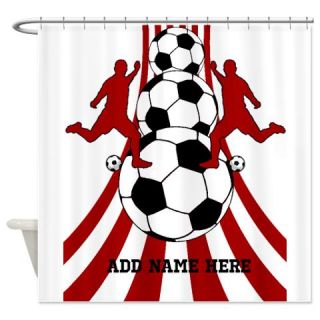 CafePress Personalized Red White Soccer Shower Curtain Free Shipping! Use code FREECART at Checkout!