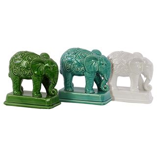 Ceramic Elephant Decor Set (pack Of 3) (Ceramic Dimensions (each): 9 inches high x 8 inches wide x 4.5 inches deepFor decorative purposes only)