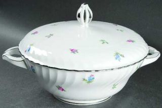 Royal Tettau Dresden Flowers (Plattrm) Round Covered Vegetable, Fine China Dinne