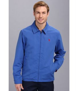 U.S. Polo Assn Micro Golf Jacket with Open Bottom Mens Coat (Blue)