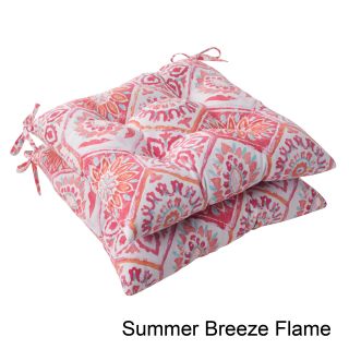 Pillow Perfect Summer Breeze Outdoor Tufted Seat Cushions (set Of 2)