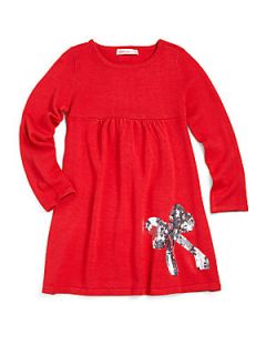 Design History Toddlers & Little Girls Sequin Bow Sweater Dress   Candy Apple