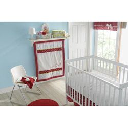 Victoria Classics American Sweetheart 5 piece Crib Bedding Set (Red/ white Quilt, crib sheet, valance materials: CottonDust ruffle materials: Cotton, polyesterSecurity blanket: PolyesterMaterials: Polyester, cottonCare instructions: Machine wash coldDimen