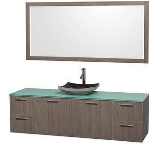 Wyndham Collection Amare 72 inch Grey Oak/ Green Top/ Granite Sink Vanity Set
