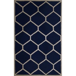 Safavieh Handmade Moroccan Cambridge Navy/ Ivory Geometric Wool Rug (9 X 12)