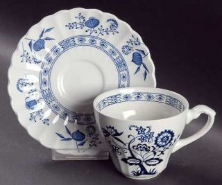 J & G Meakin Blue Nordic Flat Cup & Saucer Set, Fine China Dinnerware   Blue Oni