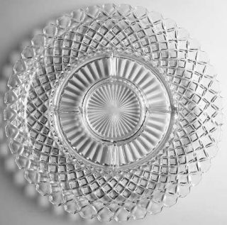 Anchor Hocking Waterford Clear 6 Part Relish Dish   Clear,Waffle Design,Depressi