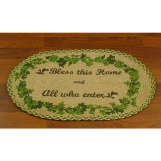 Bless This Home Jute Braided Welcome Mat (18 X 26)