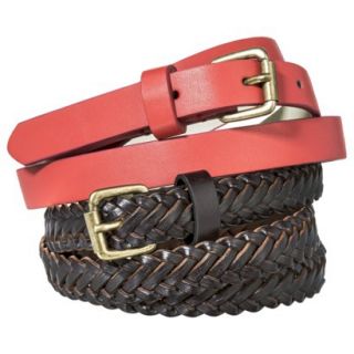 Mossimo Supply Co. Two Pack Skinny Belt   Brown/Coral XS