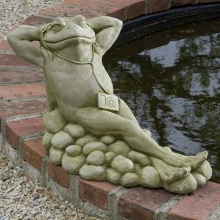 Campania International Just Chillin Out Frog Cast Stone Garden Statue   A 370 AL