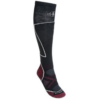 SmartWool PhD Ski Socks   Merino Wool (For Women)   MED GREY/POPPY (M )