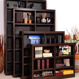Concepts in Wood Double Wide Wood Veneer Bookcase   Espresso Dark Brown  