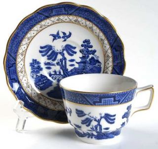 Royal Doulton Real Old Willow Flat Cup & Saucer Set, Fine China Dinnerware   Maj