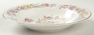 Royal Jackson Lady Mayfair Rim Soup Bowl, Fine China Dinnerware   Yellow, Pink&B