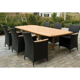 Royal Teak 72   96 in. Family Rectangle Extension Helena Patio Dining Set  