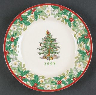 Spode Christmas Tree Green Trim 2008 Collector Plate, Fine China Dinnerware   Ne