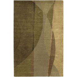 Hand knotted Brown Contemporary Soldeu Collection Wool Abstract Rug (5 X 8) (GreenPattern: GeometricMeasures 0.625 inch thickTip: We recommend the use of a non skid pad to keep the rug in place on smooth surfaces.All rug sizes are approximate. Due to the 
