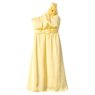 TEVOLIO Womens Satin One Shoulder Rosette Dress   Sassy Yellow   8