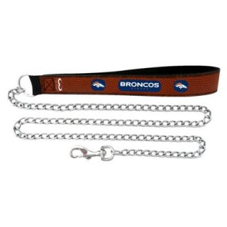 Denver Broncos Football Leather 2.5mm Chain Leash   M