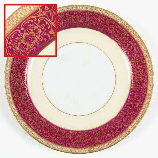 Noritake Rubigold Salad Plate, Fine China Dinnerware   Gold Scrolls On Red Band,
