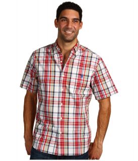 U.S. Polo Assn Slim Fit S/S Poplin Shirt Mens Short Sleeve Button Up (Red)