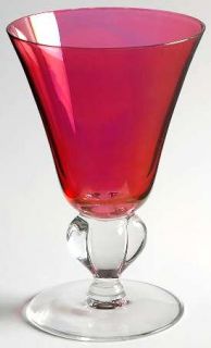 Seneca Ingrid Ruby Flashed Water Goblet   Stem #520,Ruby Flashed Bowl,Clear Stem