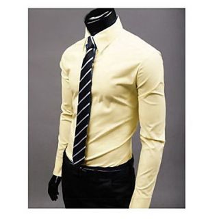 Uyuk Mens Yellow Stand Collar Long Sleeve Casual Style Shirt