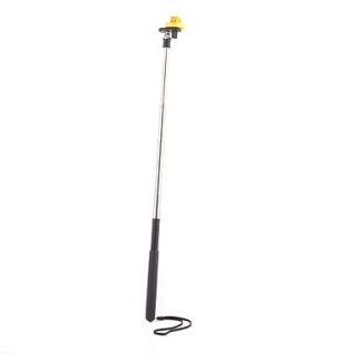 Black 6 Section Retractable Handheld Monopod with Yellow plastic Tripod Mount Adapter for GoPro HD Hero 3/3/2
