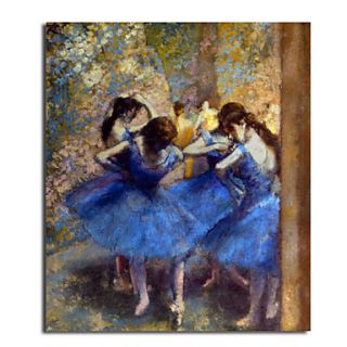 Hand Painted Oil Painting People Blue Dancers with Stretched Frame Ready to Hang