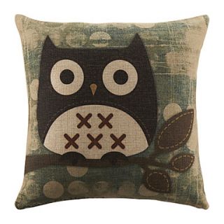 Country Classic Cartoon Owl Pattern Decorative Pillow Cover