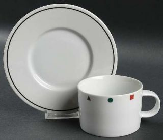 Sasaki China Elements Flat Cup & Saucer Set, Fine China Dinnerware   Multicolor