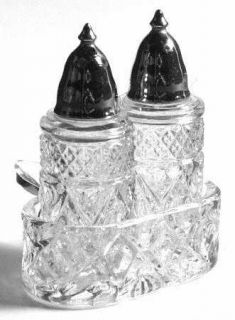 Imperial Glass Ohio Cape Cod Clear (#1602 + #160) Salt & Pepper #96 Wmetal Lids