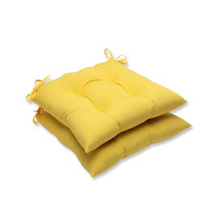Pillow Perfect Outdoor Yellow Wrought Iron Seat Cushion (set Of 2) (YellowClosure: Sewn Seam ClosureEdging: Knife EdgeUV Protection: Yes Weather Resistant: Yes Care instructions: Spot Clean or Hand Wash Fabric with Mild Detergent. Dimensions: 19 inch Leng
