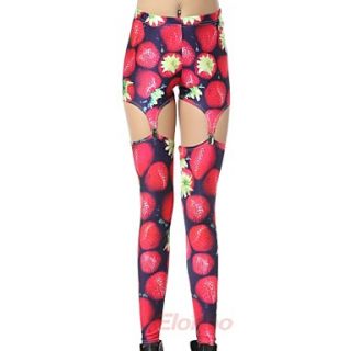 Elonbo Strawberry Style Digital Painting Tight Women Clip Leggings