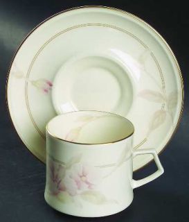 Mikasa With Love Flat Cup & Saucer Set, Fine China Dinnerware   Pink & Yellow Fl