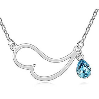 Xingzi Womens Charming Blue Heart Alloy Made With Swarovski Elements Crystal Dangling Necklace