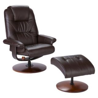 Recliner Set: Bonded Leather Recliner & Ottoman   Brown
