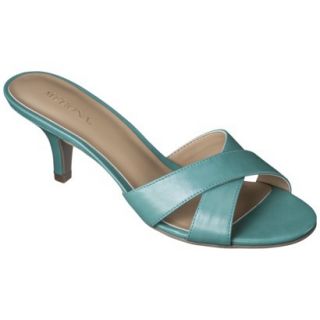 Womens Merona Oessa Kitten Heel Slide Sandal   Turquoise 8