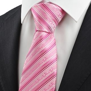 Tie New Pink Flora Pattern Striped Mens Tie Necktie Wedding Party Holiday Gift