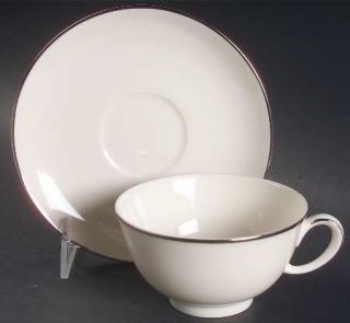 Noritake Simplicity Footed Cup & Saucer Set, Fine China Dinnerware   Cream Backg