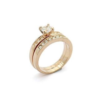 Diamond Studded Gilt Ring (Golden)