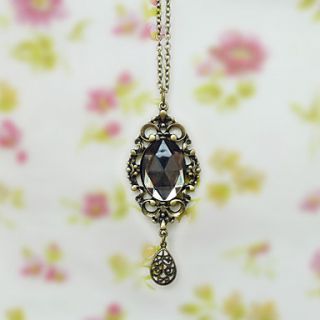 Golden Alloy Chain Gray Crystal Princess Lolita Necklace