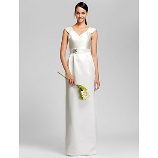 Sheath/Column V neck Floor length Satin Bridesmaid Dress
